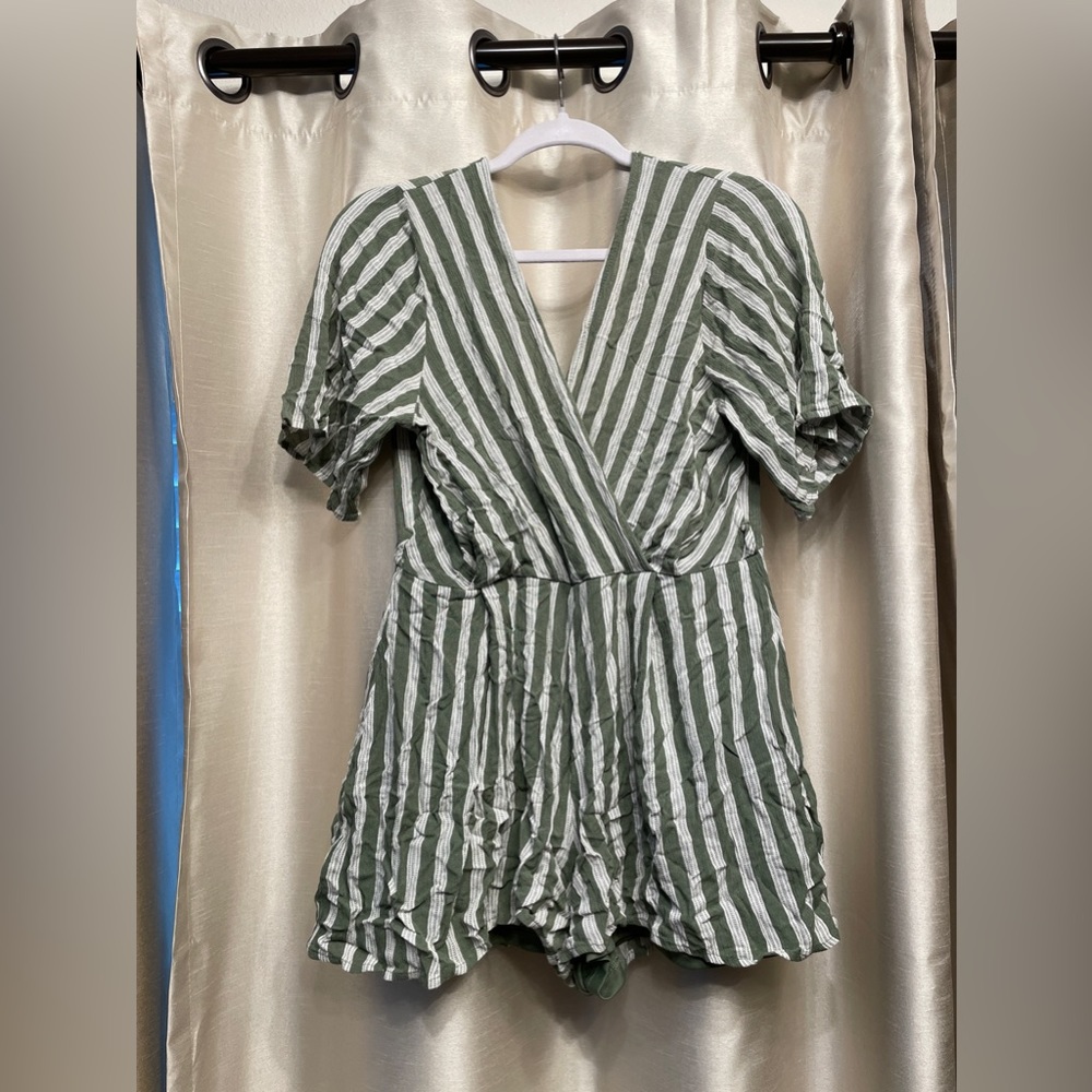 Green Striped Romper